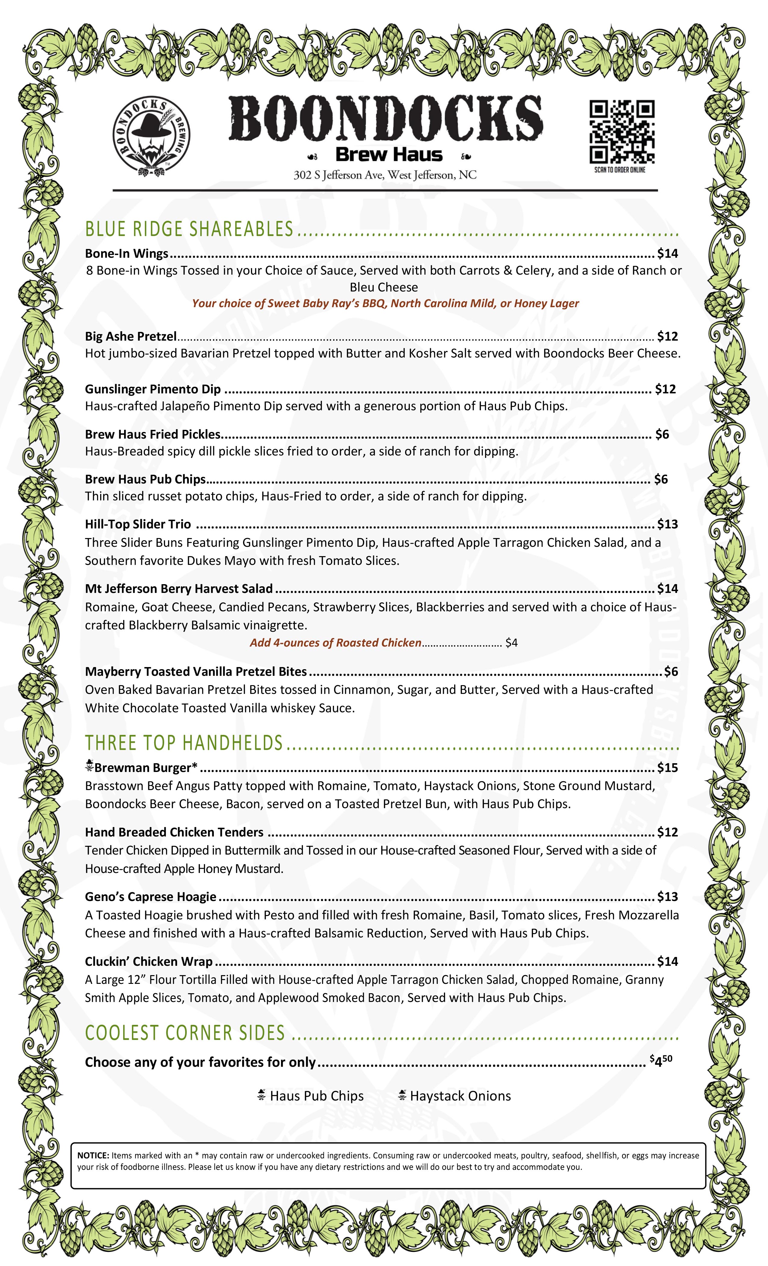 Brew Haus menu 20230601
